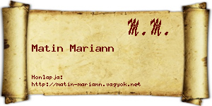 Matin Mariann névjegykártya